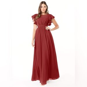 Azazie Daphne
A-Line Ruffled Chiffon Floor-Length Dress Rust size A14